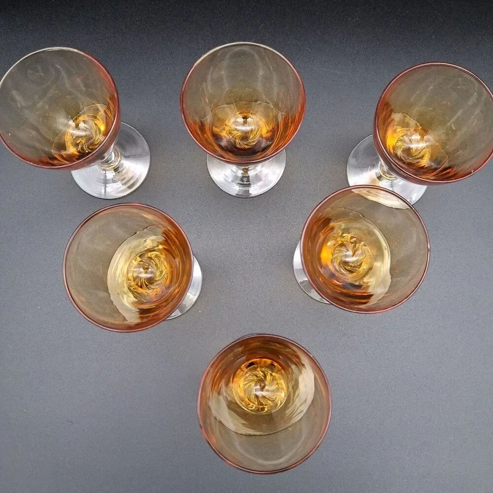 Liquor Cocktail Lisa Amber Glasses By George Borgfeldt 3 1/4